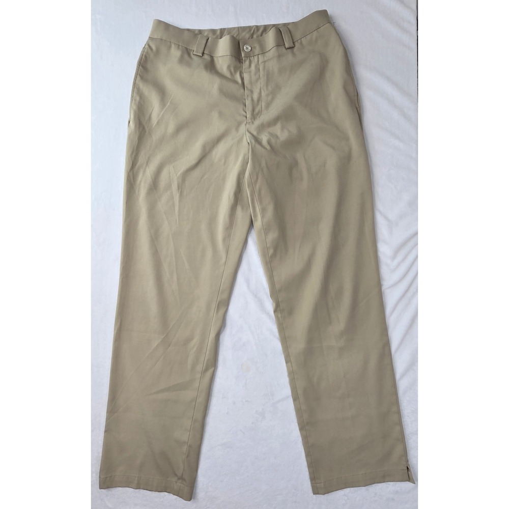 Slazenger Golf Pants Mens W32 L32 Tan‎ Khaki Performance Flat Front Excellent